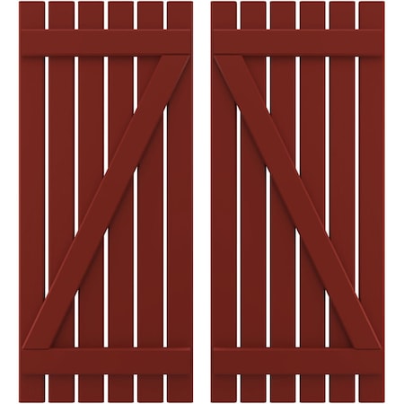 Americraft 6-Board (2 Batten) Wood Spaced Board-n-Batten Shutters W/ Z-Bar, ARW102SB623X72MRH